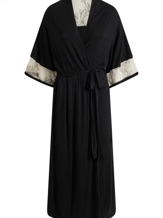 Obrázek produktu Dlouhé viskózové kimono s výšivkou BonPrix