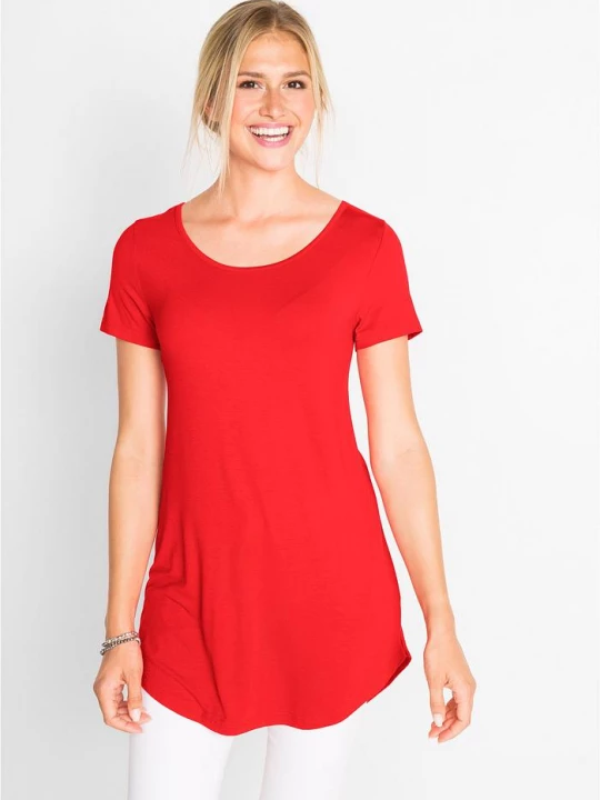 Obrázek produktu Długi shirt z miękkiej wiskozy BonPrix czerwony
