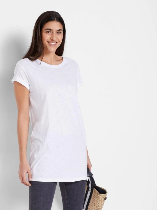 Obrázek produktu Długi T-shirt z czystej bawełny BonPrix biały