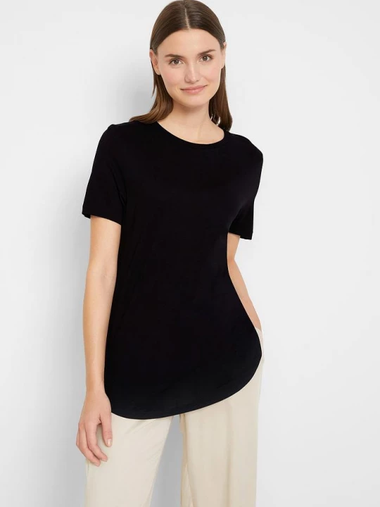Obrázek produktu Długi T-shirt z miękkiej wiskozy BonPrix czarny