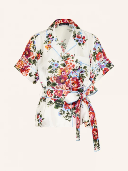 Obrázek produktu Dolce & Gabbana Hedvábná Blůza bílá / červená / tmavě zelená
