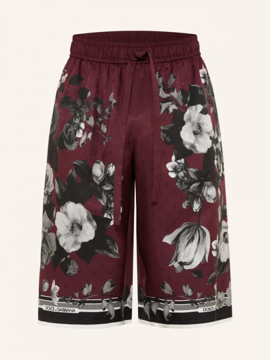 Obrázek produktu Dolce & Gabbana Hedvábné Šortky tmavě červená / bílá / černá