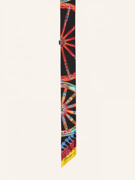 Obrázek produktu Dolce & Gabbana Hedvábný Šátek černá / červená / žlutá
