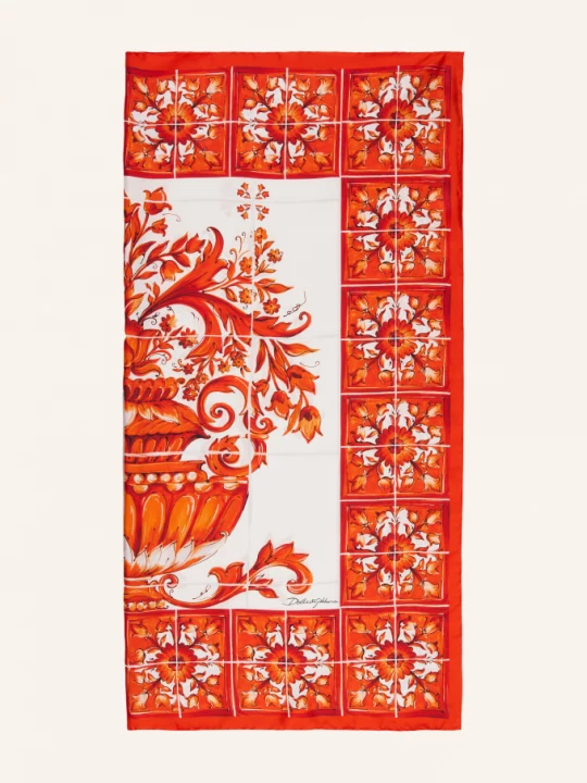 Obrázek produktu Dolce & Gabbana Hedvábný Šátek oranžová / bílá