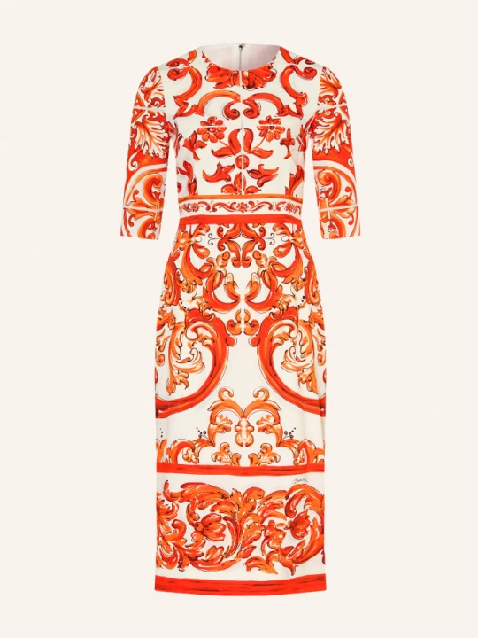 Obrázek produktu Dolce & Gabbana Šaty S Hedvábím A 3/4 Rukávy oranžová / režná