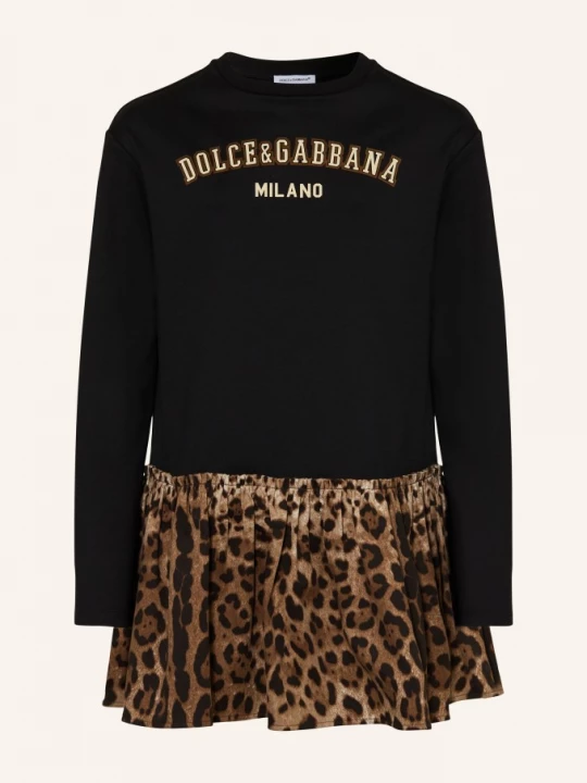 Obrázek produktu Dolce & Gabbana Šaty Z Kombinace Materiálů černá / světle hnědá / tmavě hnědá