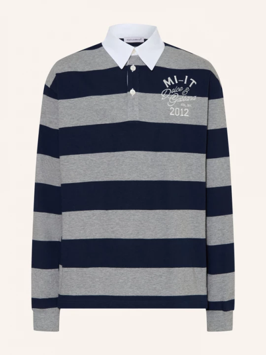 Obrázek produktu Dolce & Gabbana Žerzejová Polokošile tmavě modrá / šedá / bílá