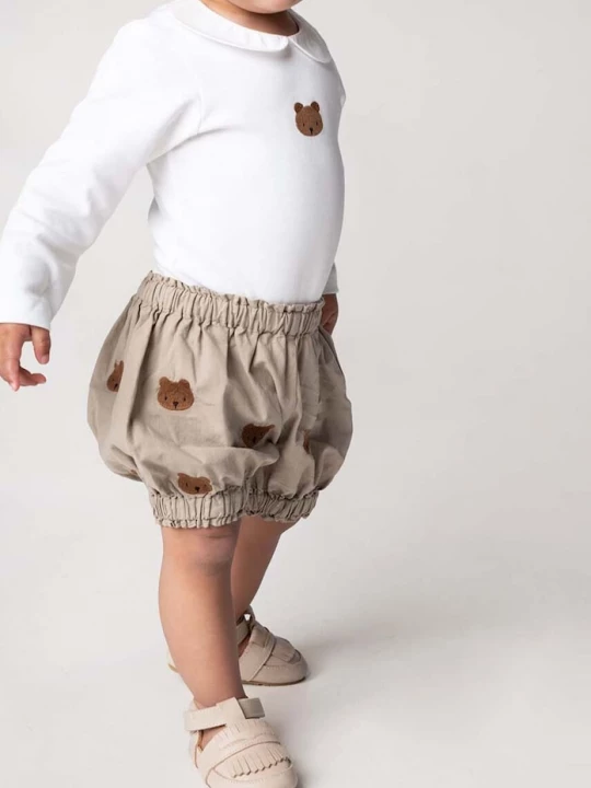 Obrázek produktu Donsje Dětské bavlněné šortky Donsje Carson Bloomers Bears béžová