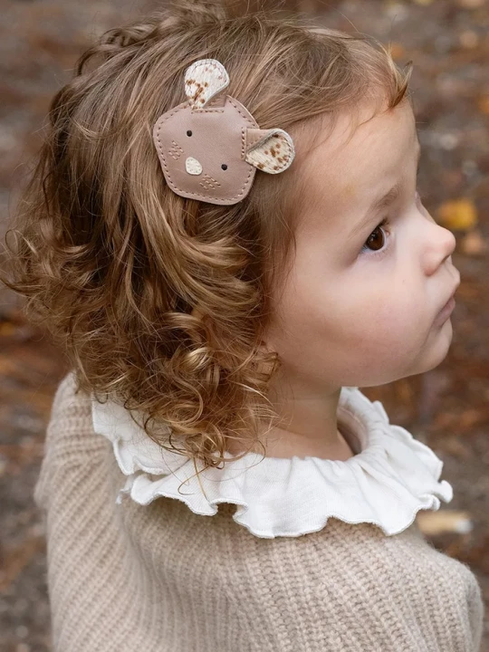 Obrázek produktu Donsje sponka do vlasů dětská kůžená Josy Exclusive Hairclip Mouse béžová