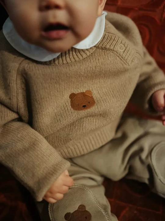 Obrázek produktu Donsje svetr dětský z merino vlny Sibbe Merino Wool Sweater Bear zelená