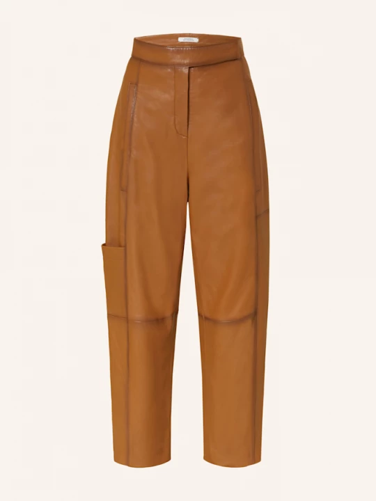 Obrázek produktu Dorothee Schumacher 7/8 Kožené Kalhoty Sleek Statement Ii koňaková