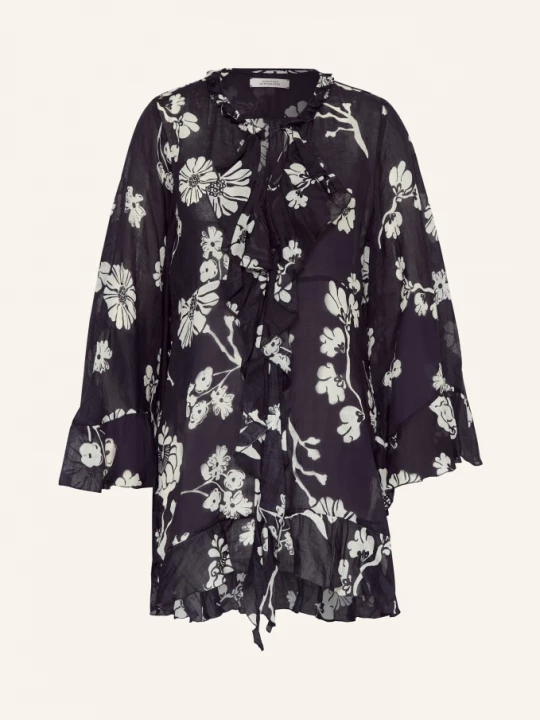Obrázek produktu Dorothee Schumacher Blůza Floral Daydream S 3/4 Rukávy A Volány tmavě modrá / režná