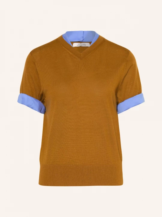Obrázek produktu Dorothee Schumacher Úpletové Tričko Chic Merino Z Kombinace Materiálů hnědá / tmavě modrá