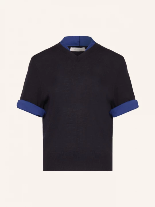 Obrázek produktu Dorothee Schumacher Úpletové Tričko Chic Merino Z Kombinace Materiálů tmavě modrá / modrá
