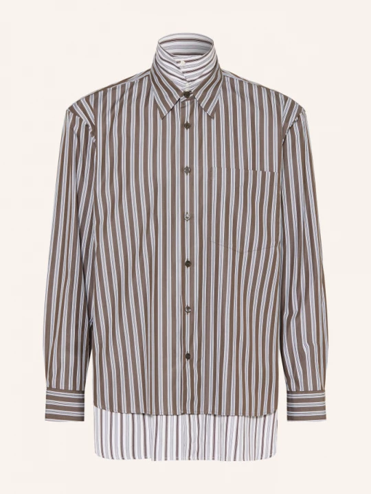 Obrázek produktu Dries Van Noten Košile Volného Střihu hnědá / tmavě modrá / bílá