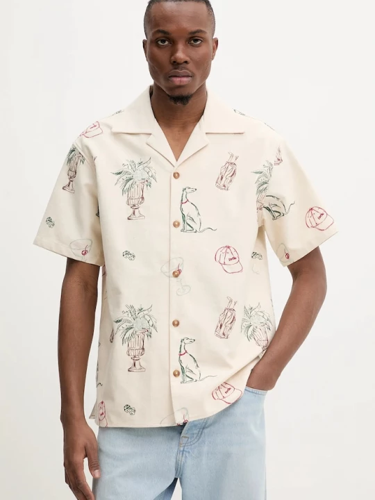 Obrázek produktu Drôle de Monsieur Bavlněná košile Drôle de Monsieur La Chemise Brodee Country Club Drole de Monsieur béžová