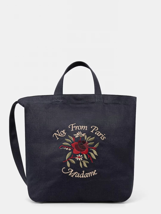 Obrázek produktu Drôle de Monsieur bavlněná taška Sac Tote Slogan Rose Drole de Monsieur námořnická modř
