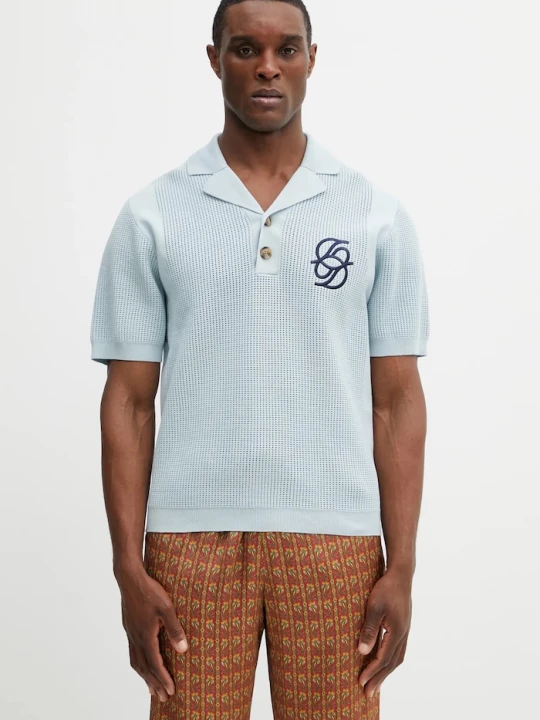 Obrázek produktu Drôle de Monsieur Bavlněné polo tričko Drôle de Monsieur Polo Maille Monogramme Drole de Monsieur modrá