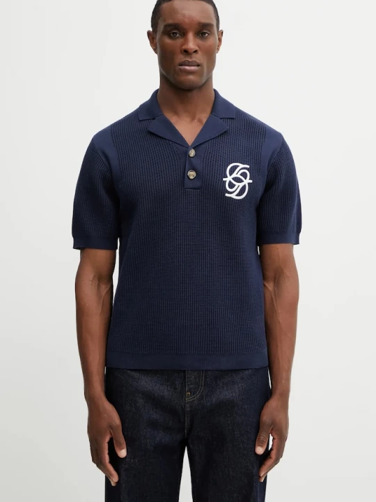 Obrázek produktu Drôle de Monsieur Bavlněné polo tričko Drôle de Monsieur Polo Maille Monogramme Drole de Monsieur námořnická modř