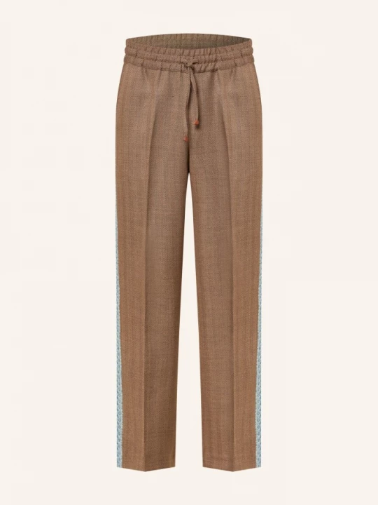 Obrázek produktu Drôle De Monsieur Kalhoty Le Pantalon Chevron Regular Fit velbloudí / tmavě hnědá / tmavě modrá Drole de Monsieur