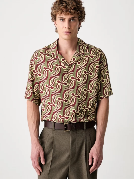 Obrázek produktu Drôle de Monsieur košile pánská z viskózy Chain Link Monogram Drole de Monsieur zelená