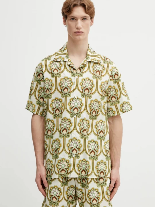 Obrázek produktu Drôle de Monsieur Košile příměsí lnu Drôle de Monsieur Chemise Lin Tapisserie Florale Drole de Monsieur zelená