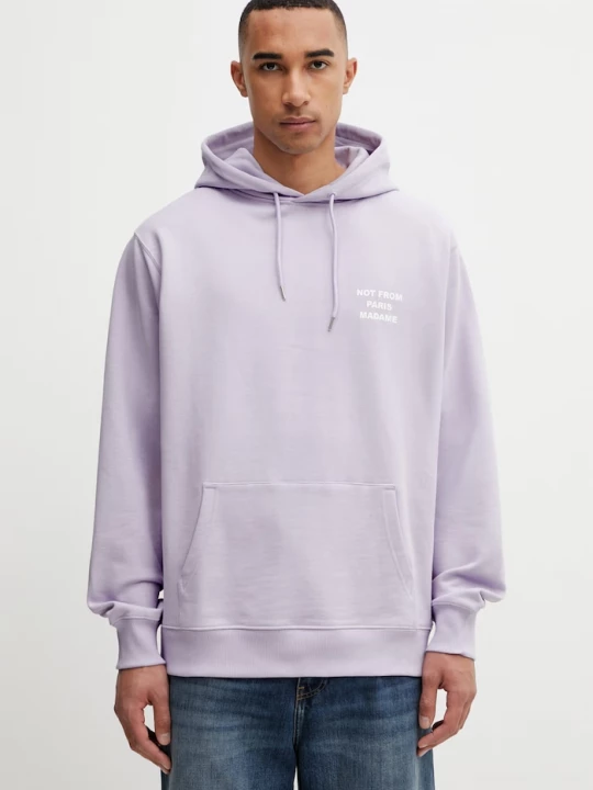 Obrázek produktu Drôle de Monsieur mikina kapucí pánská bavlněná Le Hoodie Slogan Drole de Monsieur fialová