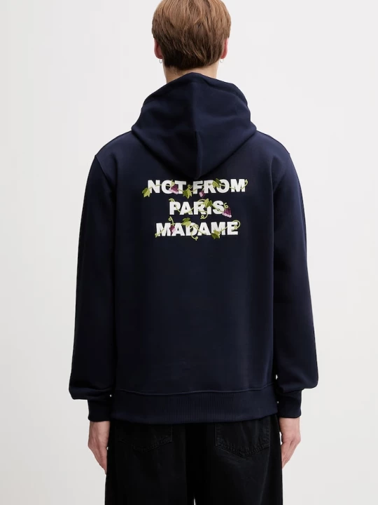 Obrázek produktu Drôle de Monsieur mikina s kapucí pánská bavlněná Vine Embroidered Slogan Drole de Monsieur námořnická modř