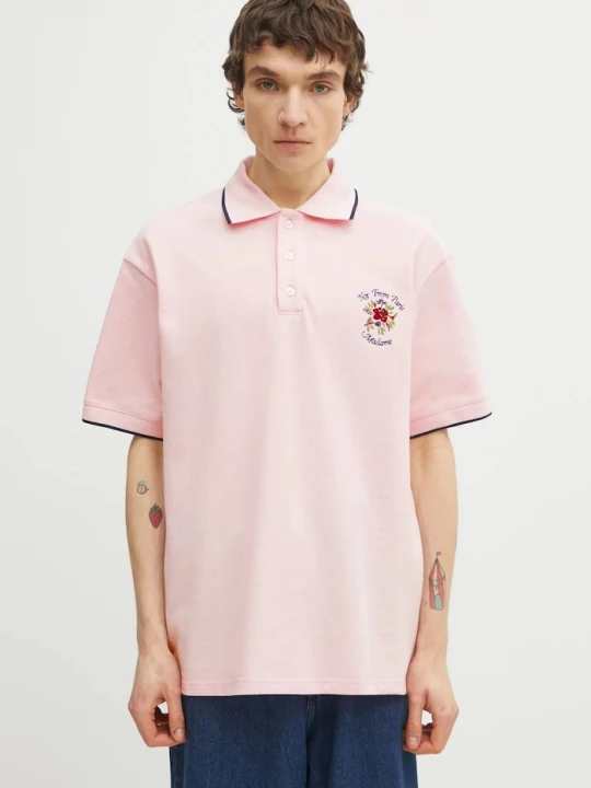 Obrázek produktu Drôle de Monsieur polo pánské bavlněné Polo Piqué Slogan Rose Drole de Monsieur růžová