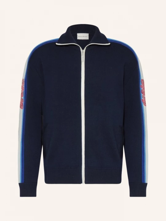 Obrázek produktu Drôle De Monsieur Svetr La Maille Zippée Drôle Z Merino Vlny tmavě modrá / tmavě modrá / bílá DRÔLE DE MONSIEUR