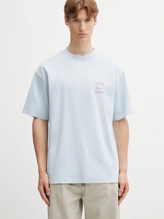 Obrázek produktu Drôle de Monsieur tričko pánské bavlněné Le T-Shirt Slogan Calligraphy Drole de Monsieur modrá