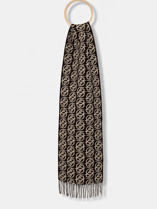Obrázek produktu Drôle de Monsieur Vlněná šála Drôle de Monsieur L'Echarpe Monogramme Drole de Monsieur hnědá