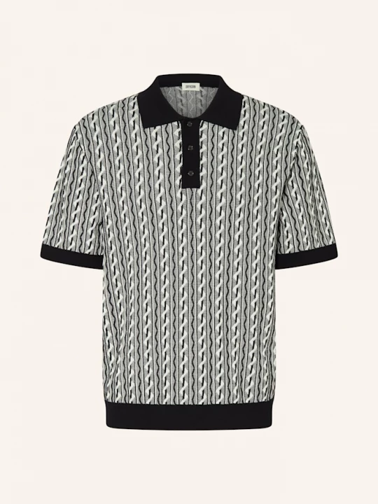 Obrázek produktu Drykorn Úpletová Polokošile Tamian Relaxed Fit černá / bílá