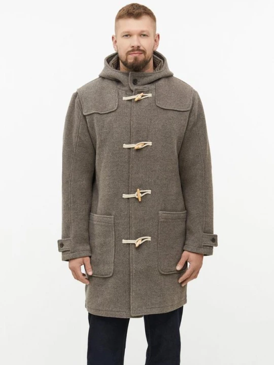 Obrázek produktu Dufflecoat z vlněné směsi, s kapucí a nakládanými kapsami s.Oliver hnědá