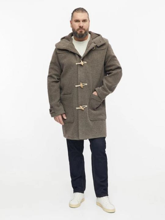 Obrázek produktu Dufflecoat z vlněné směsi, s kapucí a nakládanými kapsami s.Oliver hnědá