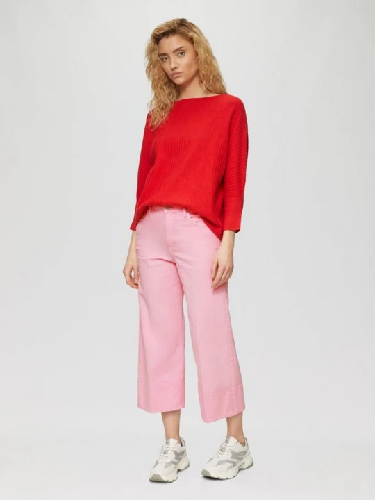 Obrázek produktu Džínové culottes / regular fit / vysoký střih / široké nohavice / lisované záhyby s.Oliver růžová