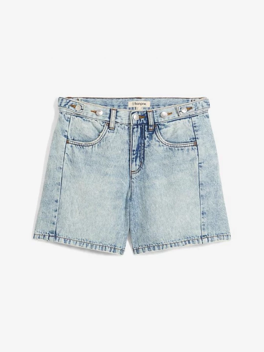 Obrázek produktu Džínové šortky, Mid Waist, nízký podíl streče BonPrix