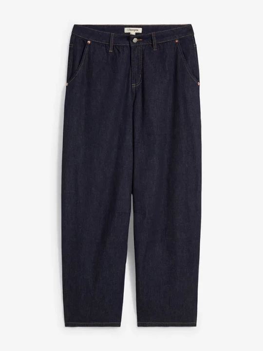 Obrázek produktu Dżinsy Balloon mid waist, cropped BonPrix niebieski