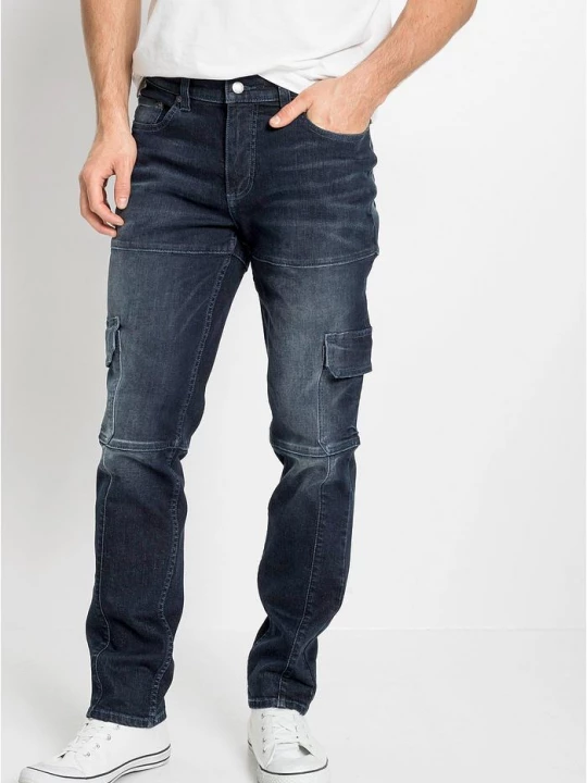 Obrázek produktu Dżinsy bojówki ze stretchem Slim Fit Straight BonPrix niebieski