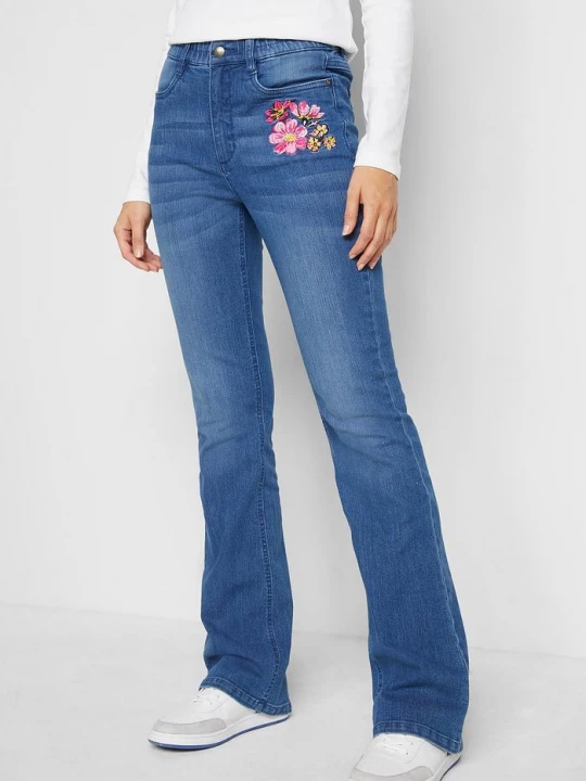 Obrázek produktu Dżinsy bootcut z wysokim stanem i wygodną talią BonPrix niebieski