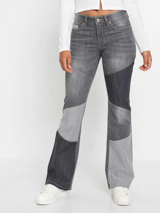 Obrázek produktu Dżinsy Flared mid waist BonPrix szary