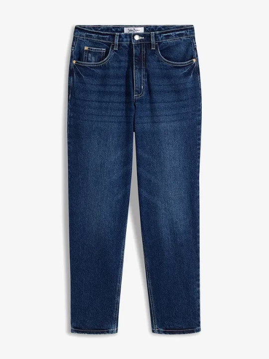 Obrázek produktu Dżinsy mom, high waist, low stretch, cropped BonPrix niebieski