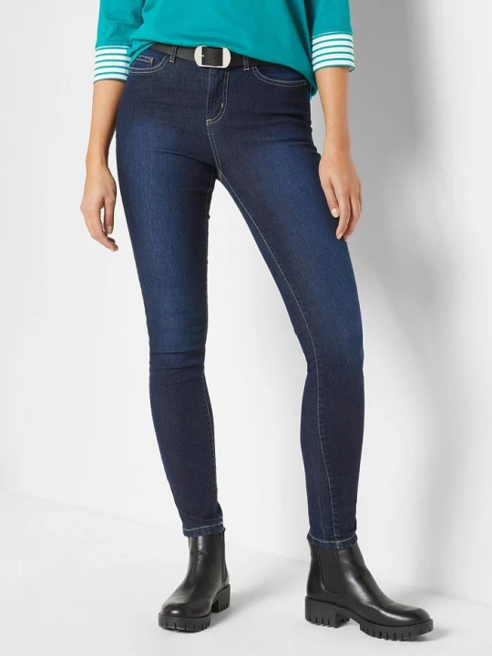 Obrázek produktu Dżinsy o kroju skinny, mid waist, ze stretchem BonPrix niebieski