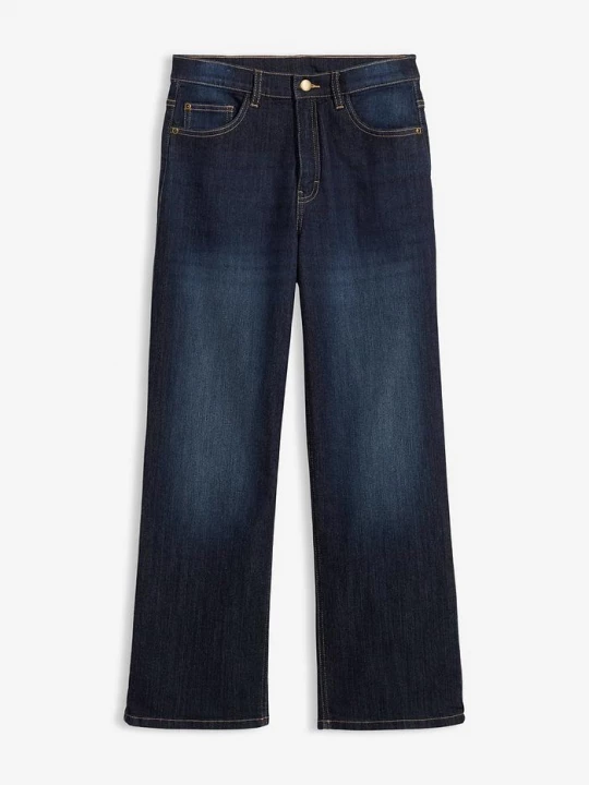 Obrázek produktu Dżinsy ocieplane, wide leg, z dżersejową podszewką, mid waist BonPrix niebieski