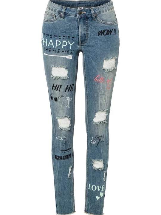Obrázek produktu Dżinsy skinny, mid waist BonPrix niebieski