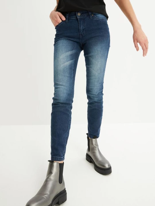 Obrázek produktu Dżinsy Skinny, mid waist, krótsze nogawki BonPrix niebieski