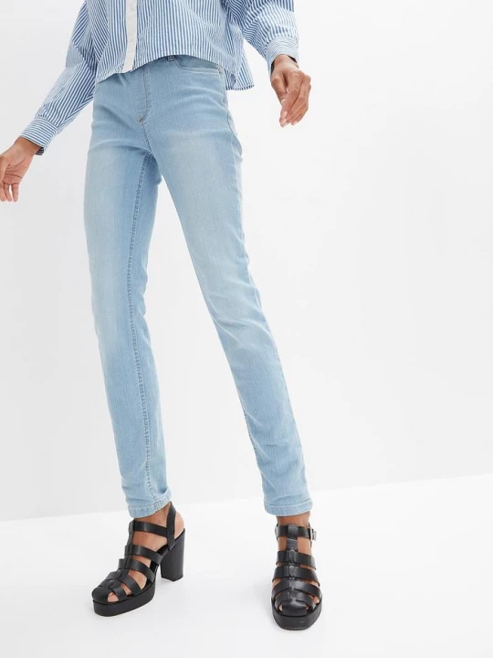 Obrázek produktu Dżinsy Skinny mid waist, z wygodnym paskiem BonPrix niebieski