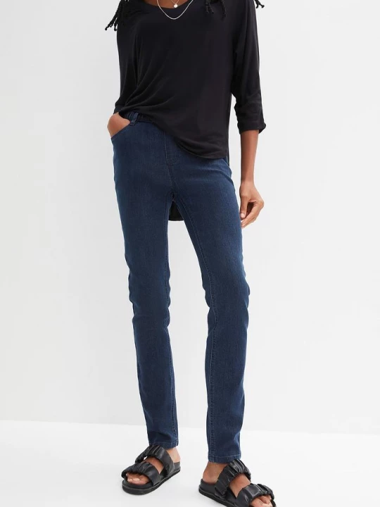 Obrázek produktu Dżinsy Skinny mid waist, z wygodnym paskiem BonPrix niebieski