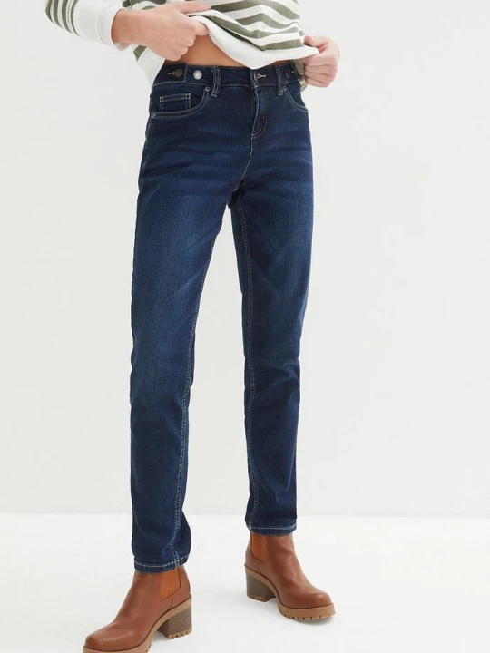 Obrázek produktu Dżinsy typu boyfriend, mid waist, ze stretchem BonPrix niebieski