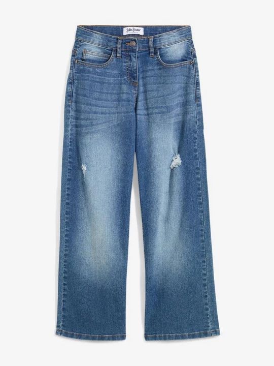Obrázek produktu Dżinsy wide leg, mid waist BonPrix niebieski